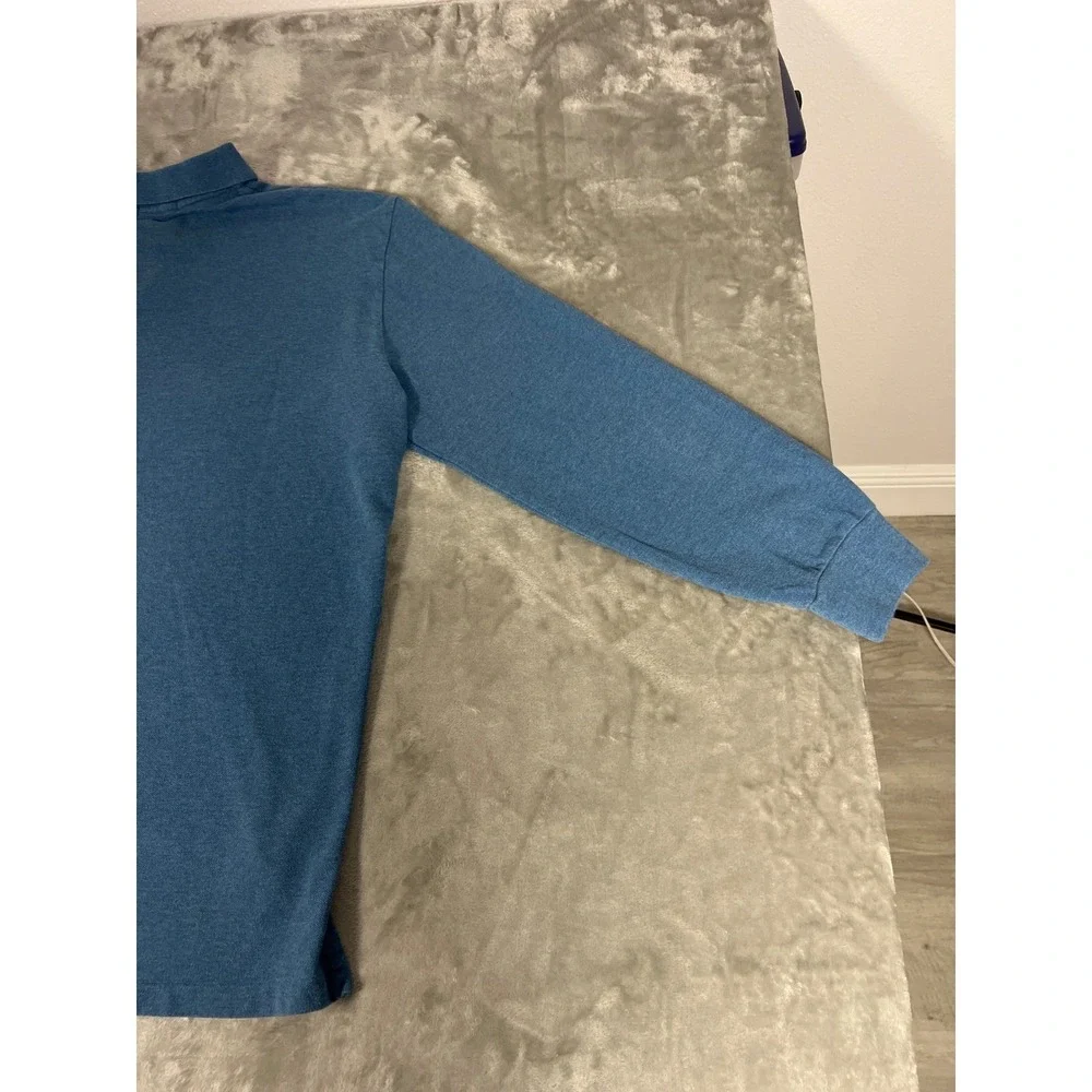 Polo Ralph Lauren Mens Long Sleeve Polo Shirt Blue‎ Orange Pony Logo Large
